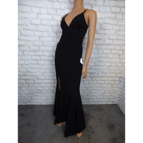 Dress the Population Iris Slit Crepe Gown in Black Size Small NEW - Picture 9 of 16